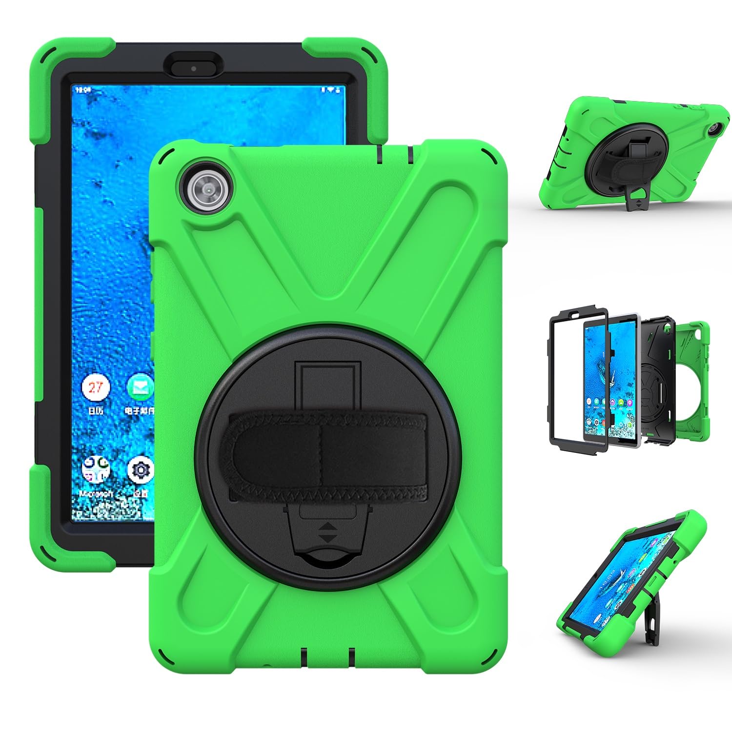 Tablet-Hülle Kompatibel mit Lenovo Tab M8 8 Zoll TB-8505X/8505F/8506F, 2019/2021 3./2. Generation, robuste, stoßfeste Fallschutzhülle mit Schultergurt, Schutzhülle Compatible with Kinder, Silikonhülle