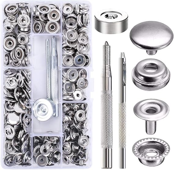 GGISUI 300 Pièces Bouton Pression Metal, Pressions Couture avec 3 Pièces Outil de Fixation