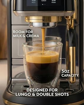 150ml / 5oz Double Walled Coffee Glasses, Set of 4 - Clear Espresso Cups for Cortado, Lungo & Flat White - Thermal Insulated Glassware Compatible with De'Longhi & Sage Machines