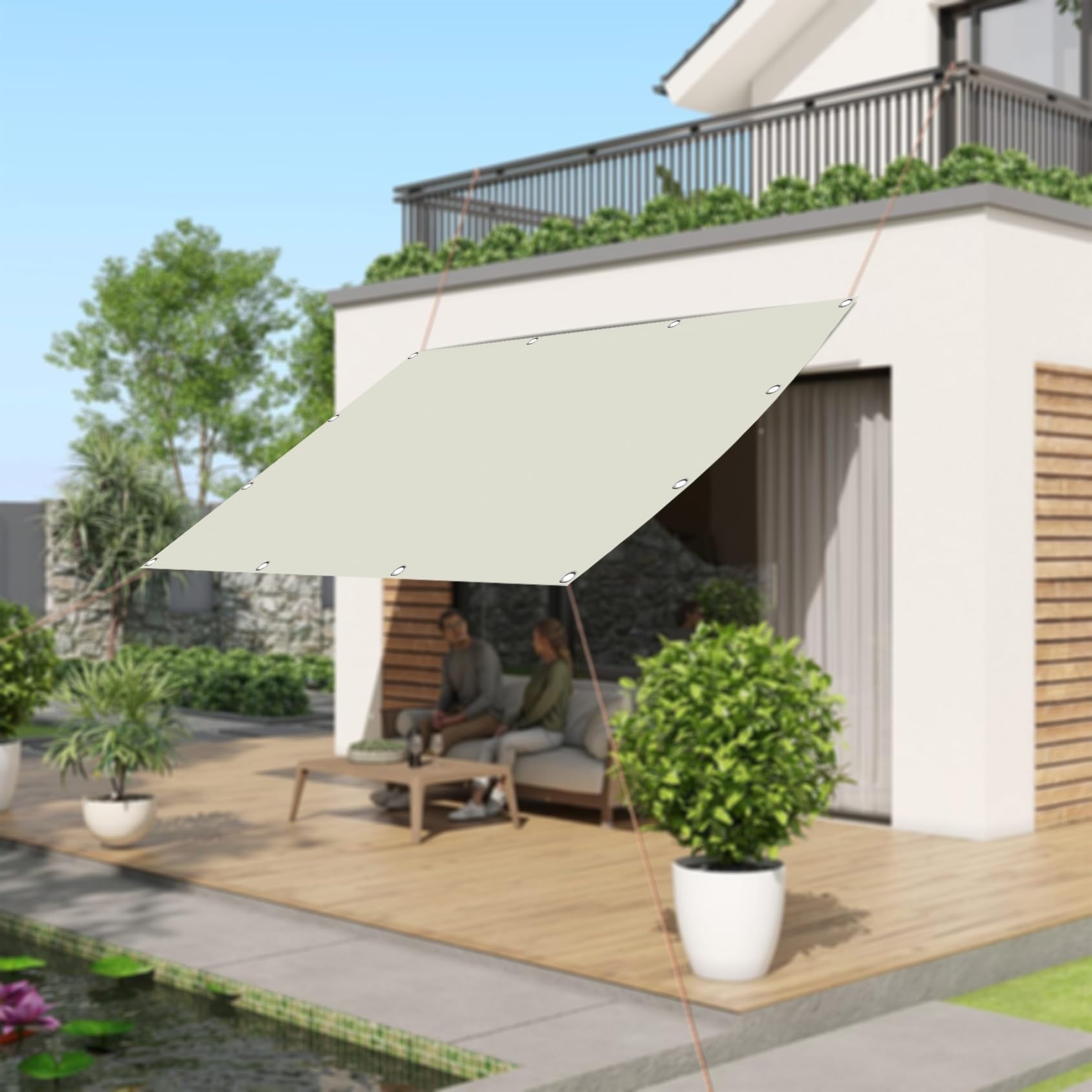 Toile ombrage avec corde libre protection UV 95% pour patio lawn pet house