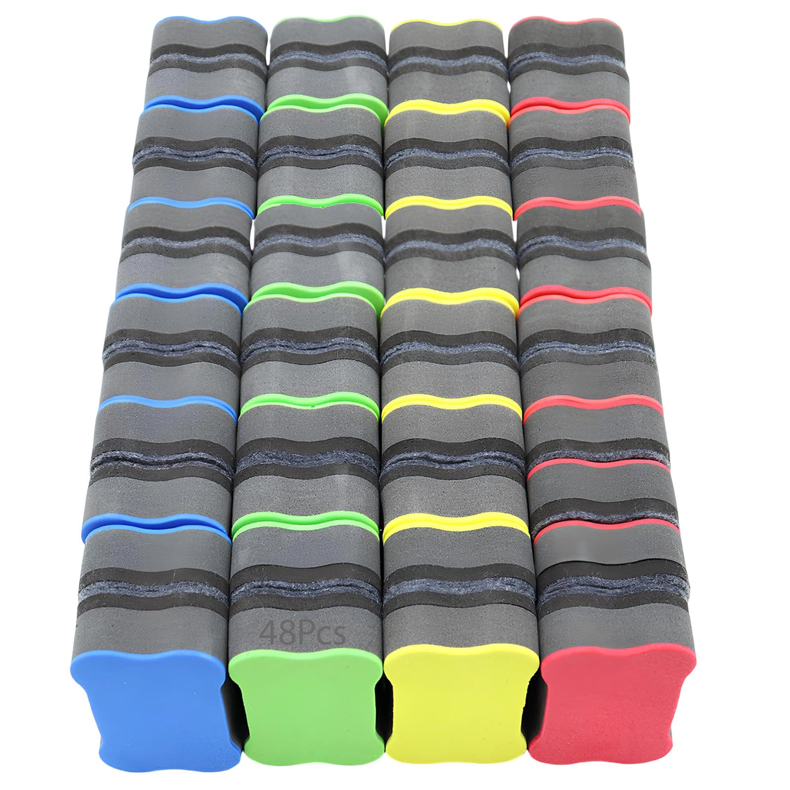 Lot de 48 effaceurs pour tableau blanc en forme d'os, forte adhérence, lavables et réutilisables, pour tableaux blanc et noir, école, maison et bureau, couleurs variées