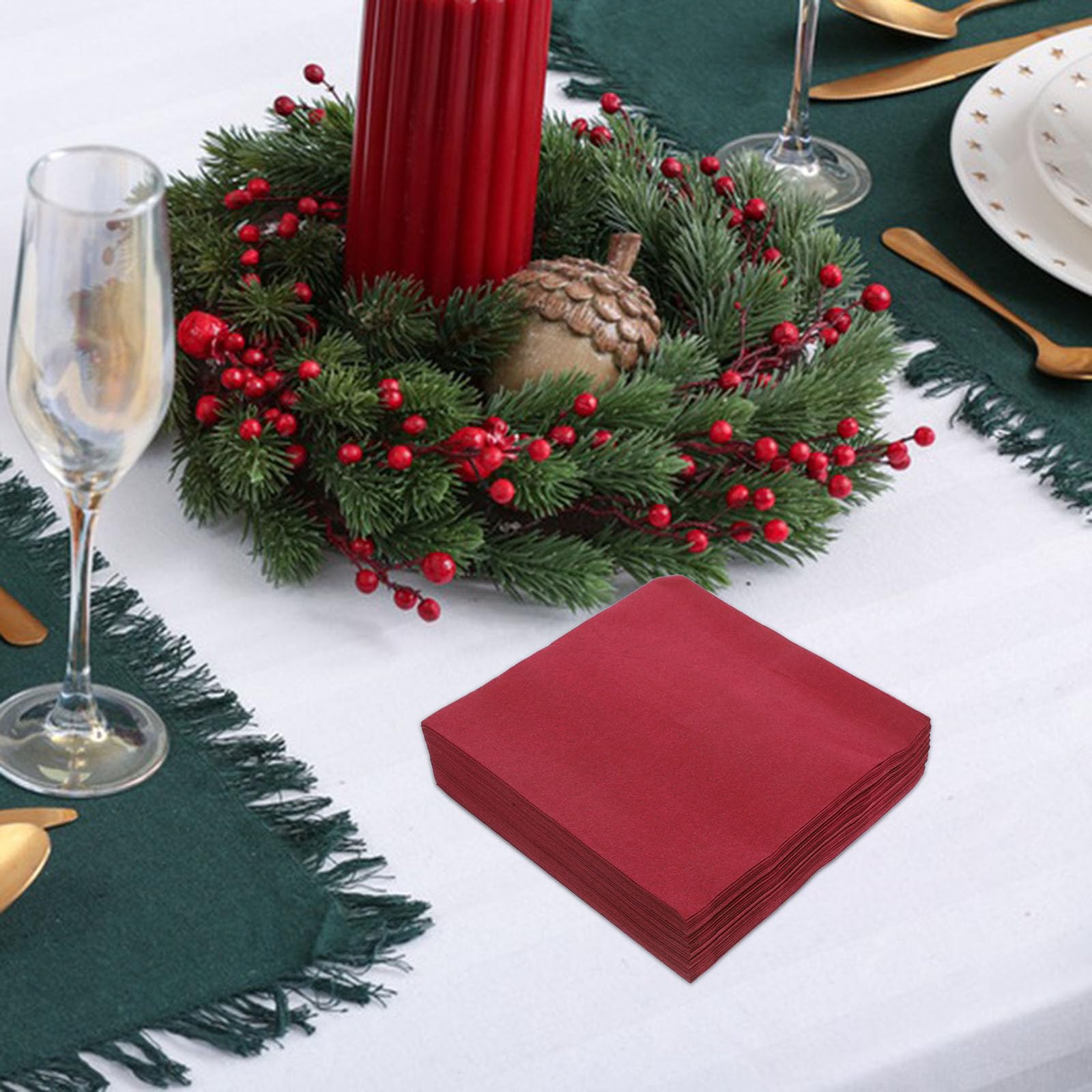 Gatuida 50 Servilletas de Papel Desechables Rojas para Fiestas y Bodas, de Pulpa de Madera, Absorbentes y Cómodas para Uso en Eventos y Cenas