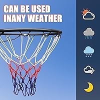Vista 5 de Geta de aro de baloncesto de 18 pulgadas, red de aro de repuesto para borde de baloncesto para interior y exterior