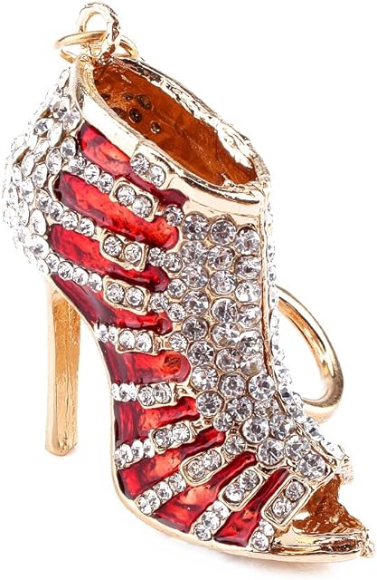 Fdit High Heel Keychain Keychain Rhinestone Crystal High Heel Shoe Lady Gift Stiletto Enamel Gold Pendent Key Purse Bag Keyring Chain