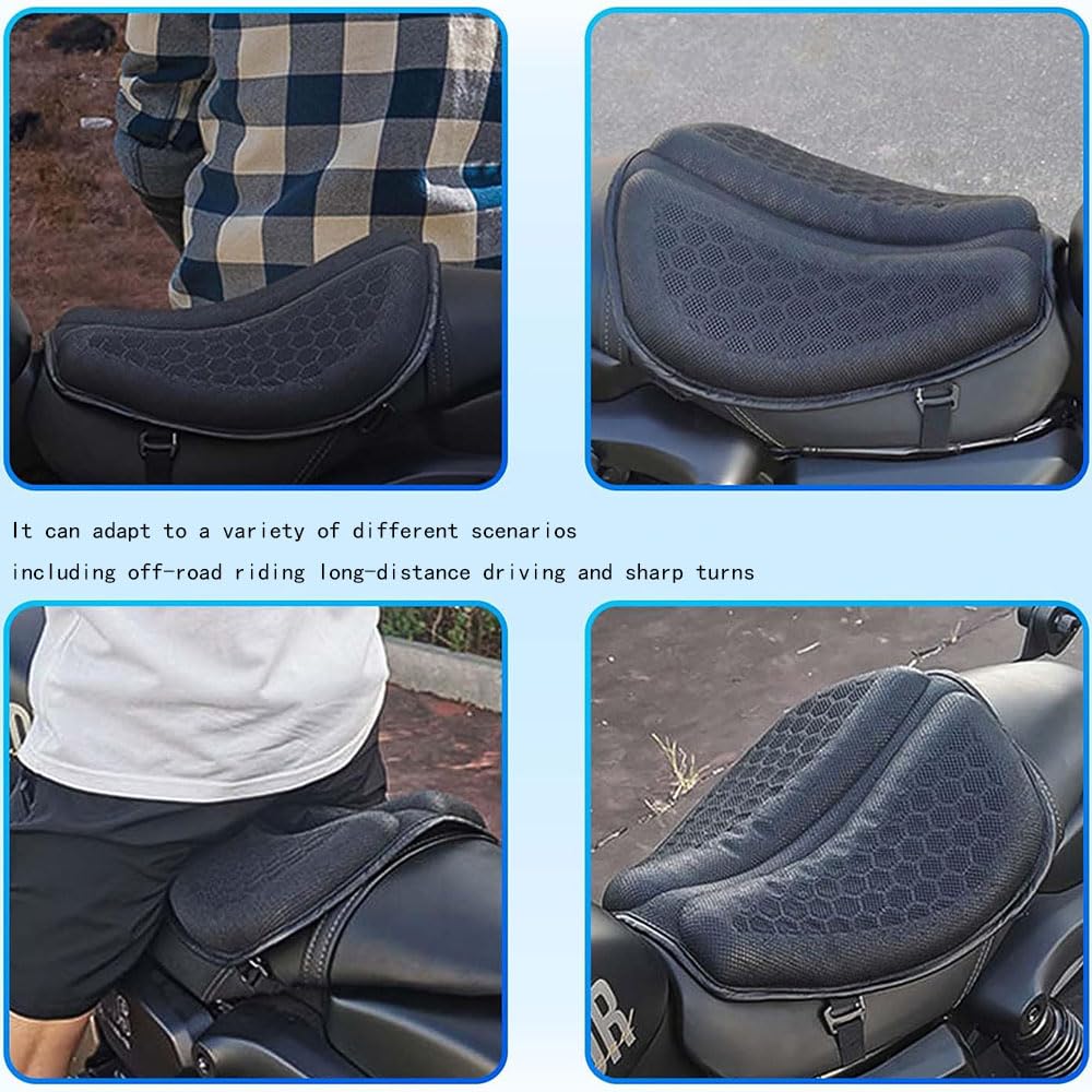 Coussin De Selle Moto Gel pour BMW R1300GS R 1300 R1300 GS 1300GS,3D Respirant Nid d'abeille avec Housse De Pluie,Assise Ergonomique Anti-Chocs Confort