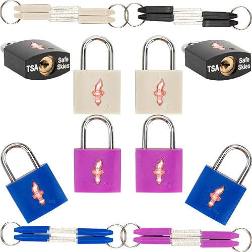 Miniatura 6 de Paquete de 8 candados de equipaje TSA de 1112 pulgadas de ancho para maletas, estuches de armas y bolsas de viaje, cerradura de seguridad de latón