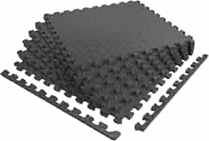 NÖRSK Duräflex Interlocking Foam Floor Tiles – Diamond Plate Texture, Reversible Black/Blue, 24"x24"x0.47", 6-Pack