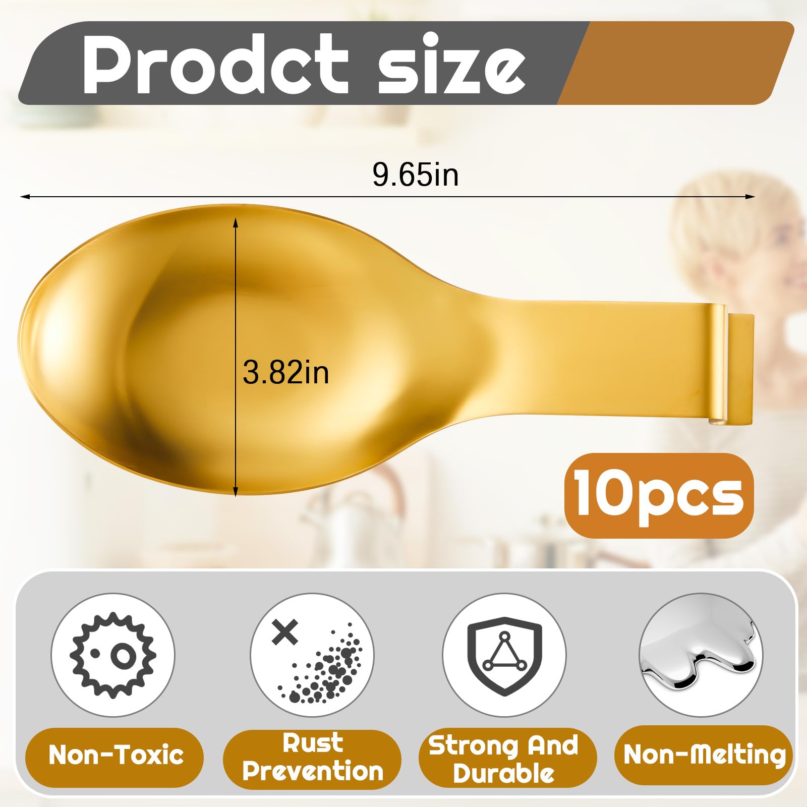 Nuanchu 10 espátulas de acero inoxidable para cuchara, soporte para cucharón, soporte para cuchara para estufa, soporte de espátula resistente para encimera, apto para lavavajillas, soporte de