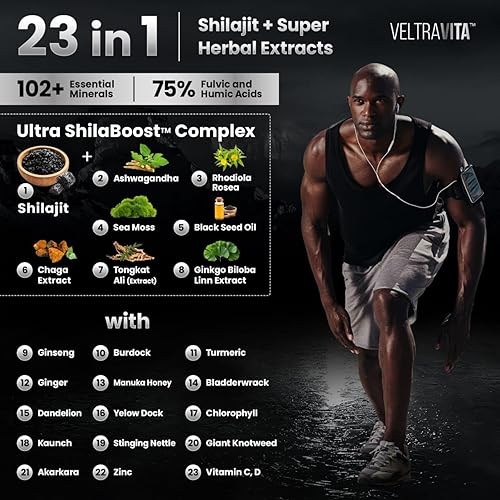 Miniatura 3 de 28000 mg, 23 en 1, Shilajit del Himalaya para hombres, Ashwagandha Gummies Platino, Gel de musgo marino irlandés, aceite de semilla negra, miel de