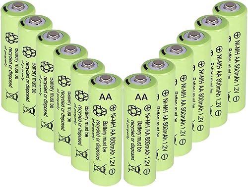 Miniatura 1 de Baterías recargables NiMH AA de 800 mAh de 1.2 V, paquete de 12 baterías recargables dobles A para luces solares, tira de luces de camino, ratón,