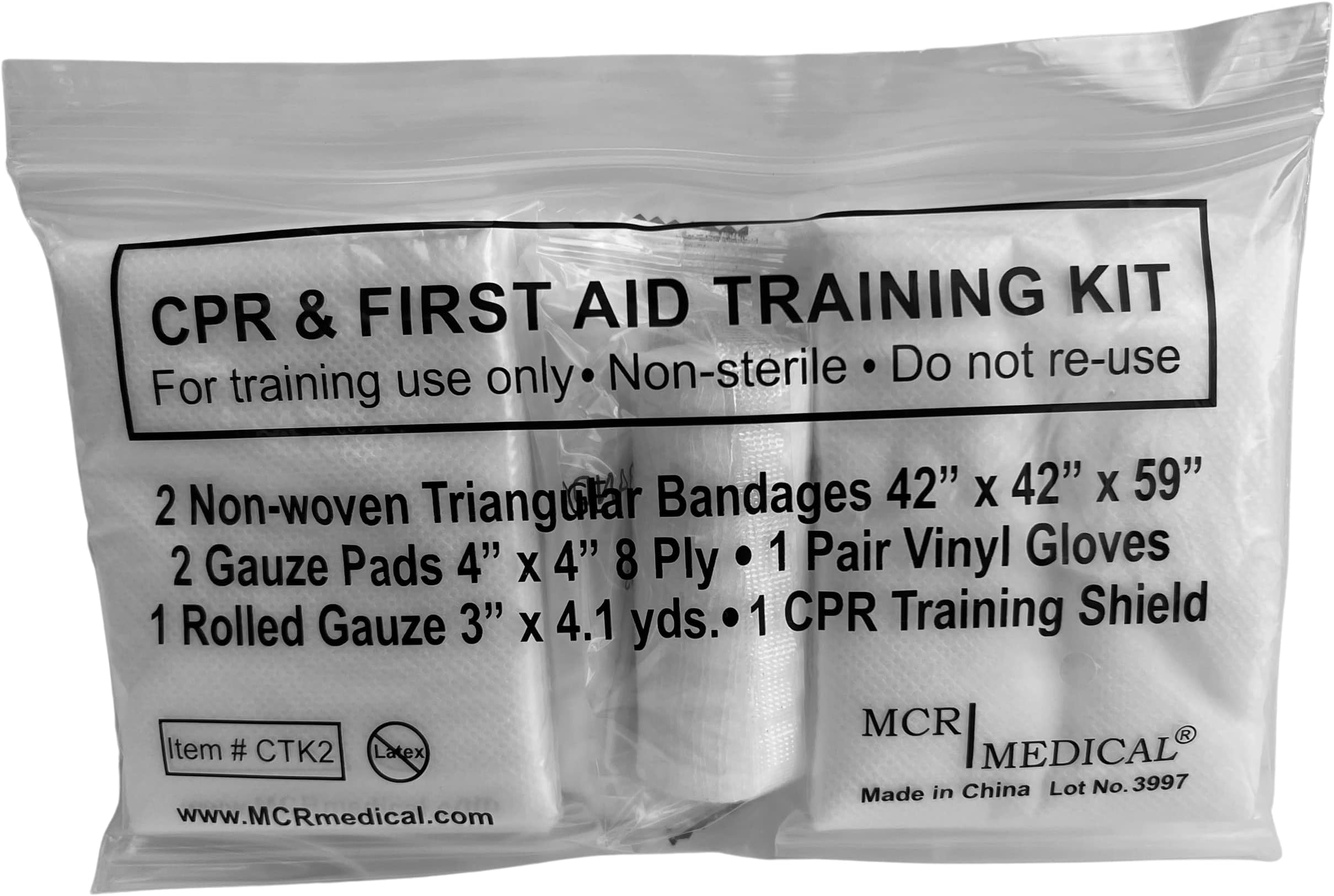 - MCR Medical CPR & FA Training Kits with 2 Non-Woven Triangular Bandages, Pack of 10