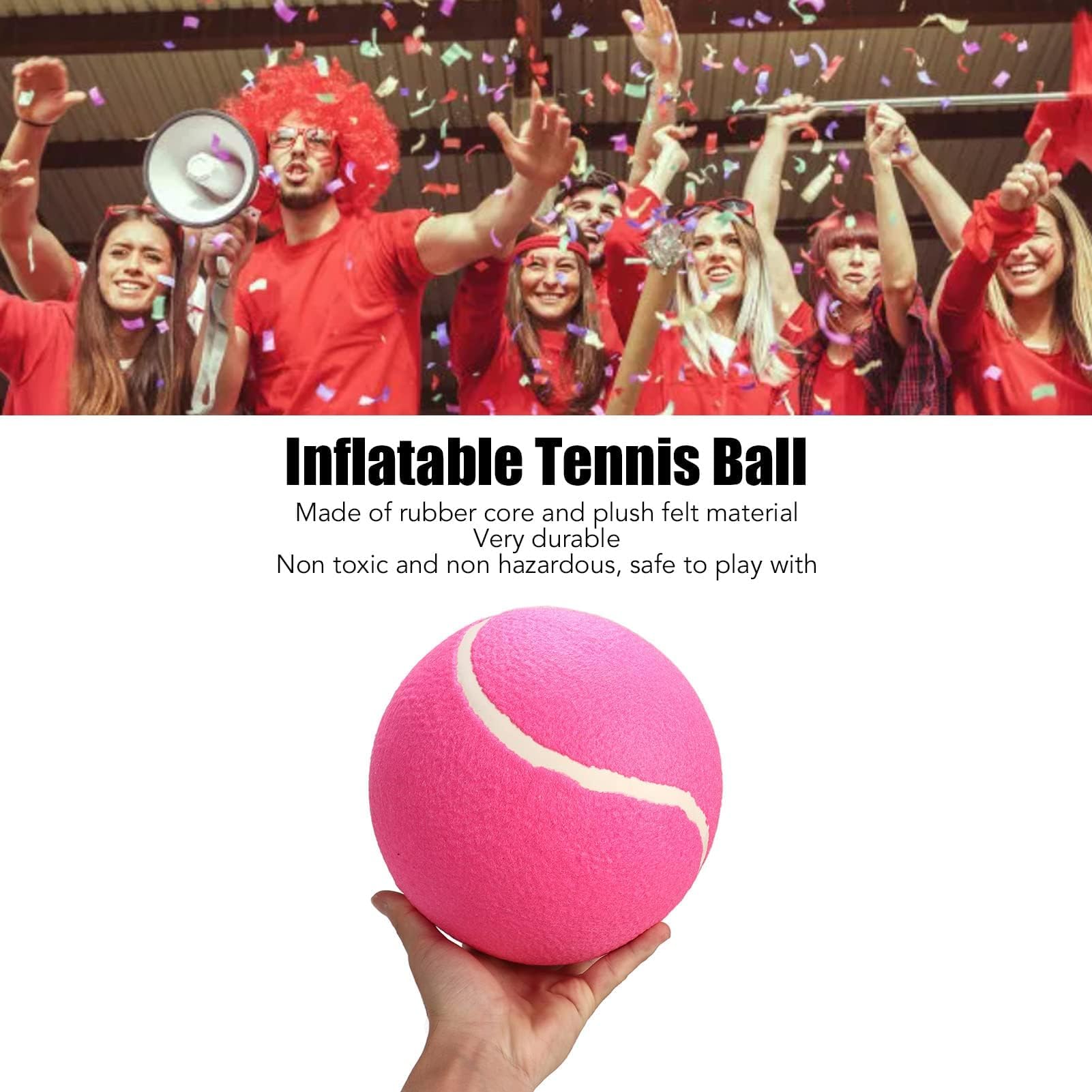 HERCHR Palla da Tennis Grande, 8 pollici Palline da Tennis Giganti Gonfiabili Palla per Cani Jumbo Palline da Tennis Giganti Giocattolo da Masticare per Animali Domestici(Rosa)