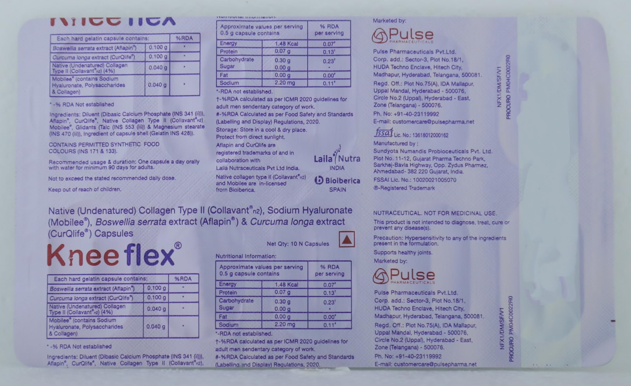 Knee Flex - Strip of 10 Capsules