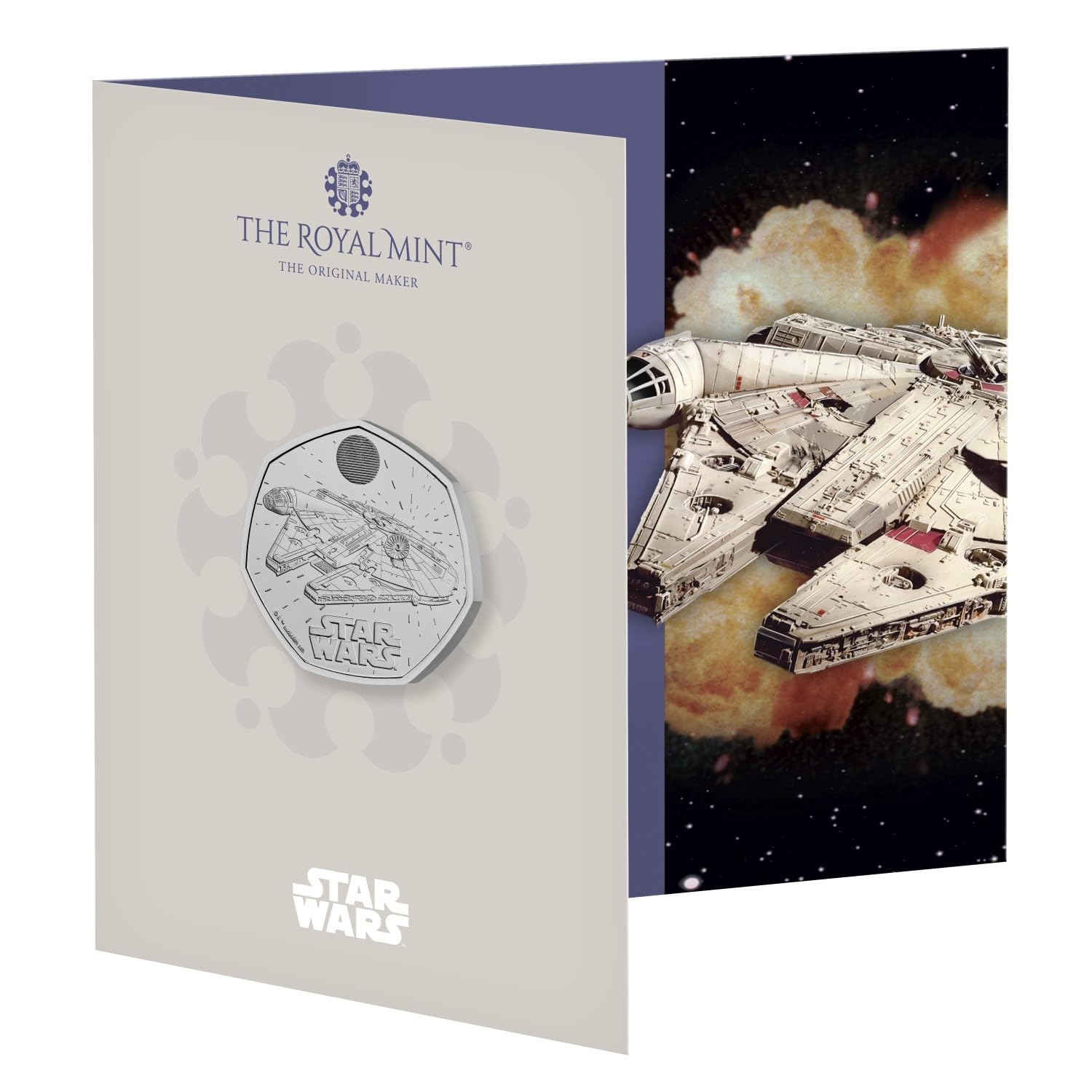 2024 Star Wars 05 Millenium Falcon UK 50p Brilliant Uncirculated Coin Mint Pack, Silver, Small - Image 2