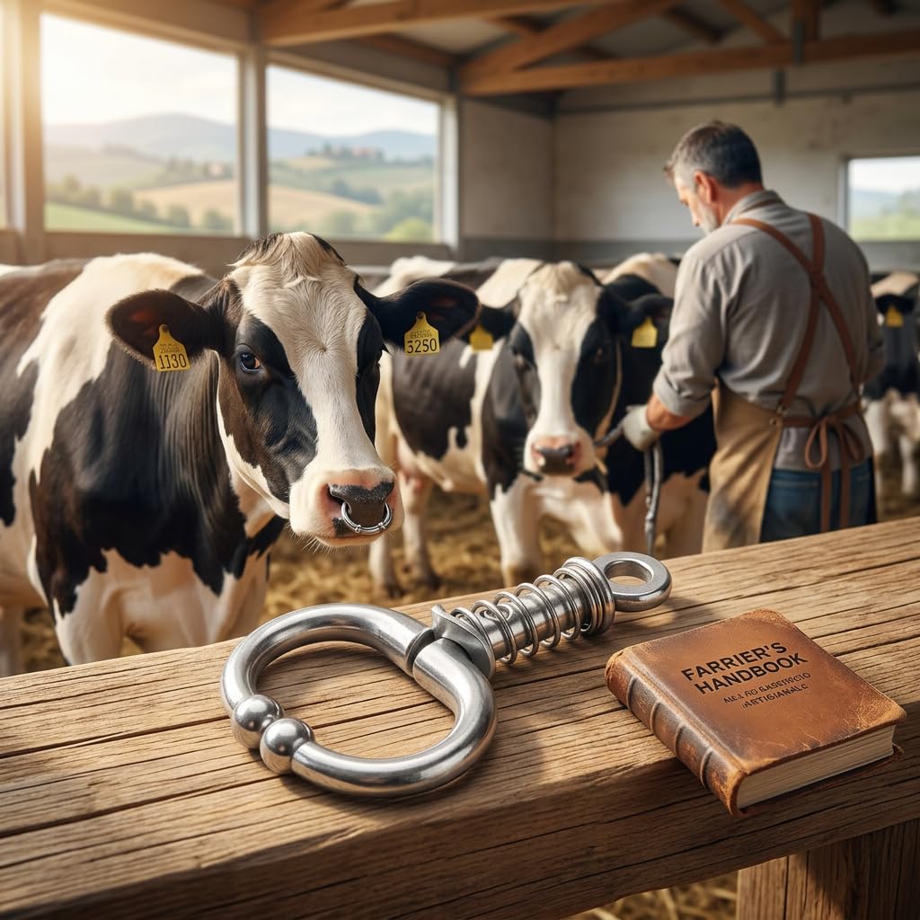 Anello da Naso per Bovini a Molla, Clip Naso Mucca senza Perforazione, Accessorio Allevamento Bovino