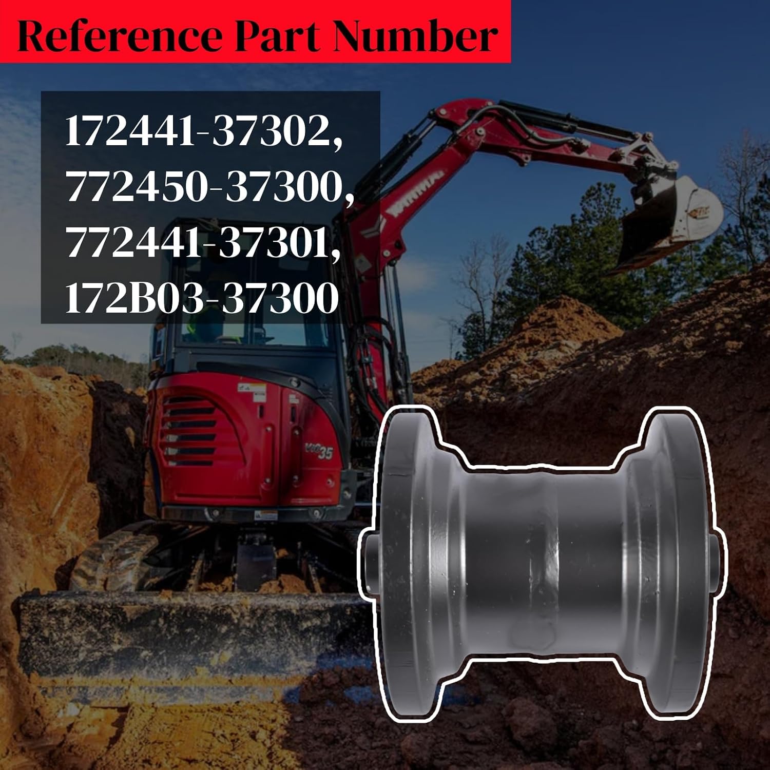 Lower Bottom Roller Replacement for Yanmar VIO-35-5 VIO-35-6-A #172441-37302, 172B03-37300 Mixizap