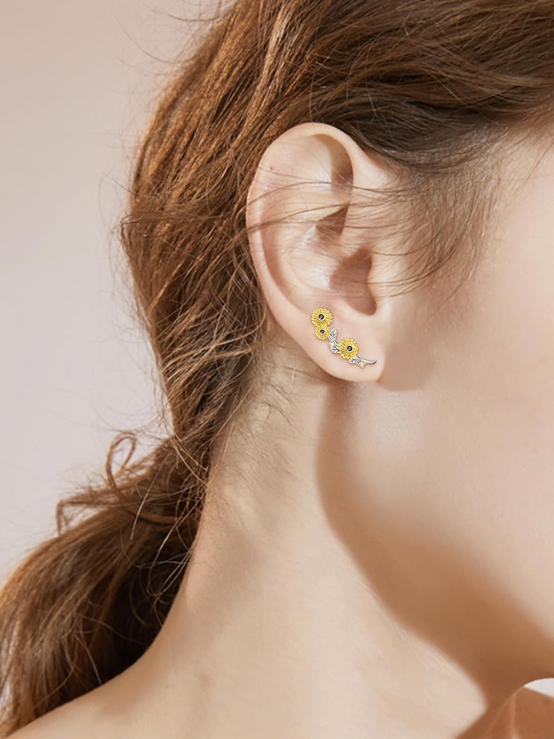 Daisy/Sunflower/Rose Ear Climbers Earrings Sterling Silver Flower Earrings for Women - Image 3
