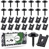 Bemaka 30Pcs M4.2 Automotive Body Bolt & U-Nut Clips Kit, Multipurpose Fender Bolts Body Fastener Clips for Most Cars Bumper Engine Splash Shield