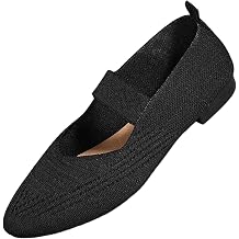 Women Easy Slip On Mesh Pumps Ballet Flats with No Heel Pull On Shoes Pointed Toe Comfortable Dressy Mary Jane Flat
