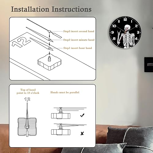 Miniatura 3 de Reloj de pared, 10 pulgadas, silencioso, sin tictac, decoración de cocina para el hogar, funciona con pilas, para baño, dormitorio, sala de estar,