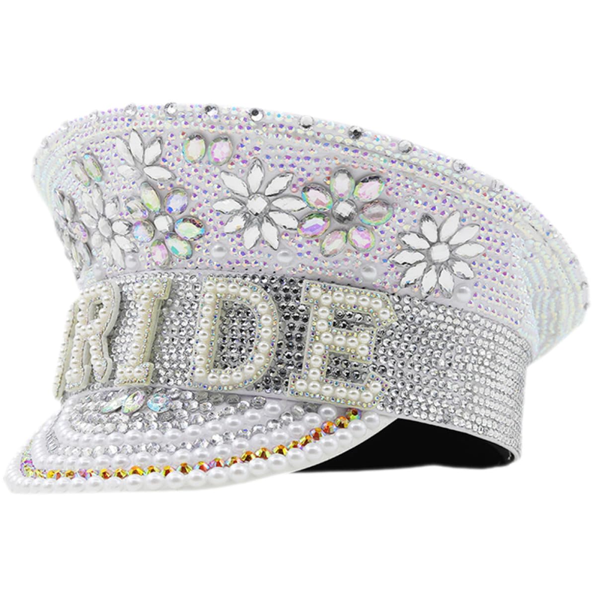 Abaodam Sombrero de Novia Gemas de Imitación, Sombrero de Fiesta Ajustable para Despedida de Soltera y Bodas, Accesorio Decorativo Femenino para Eventos Obsequios