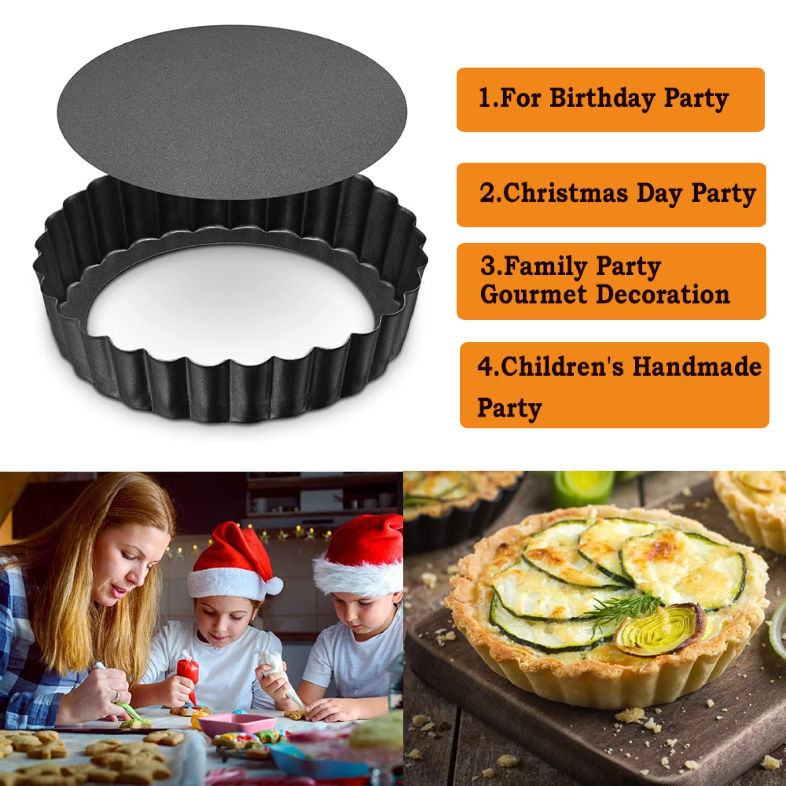 blacha do pieczenia metalowa nieprzywierająca forma do ciasta quiche forma do pieczenia usuwalna luźne dno naczynia do pieczenia mini foremki do tarty jajek 6 szt. B