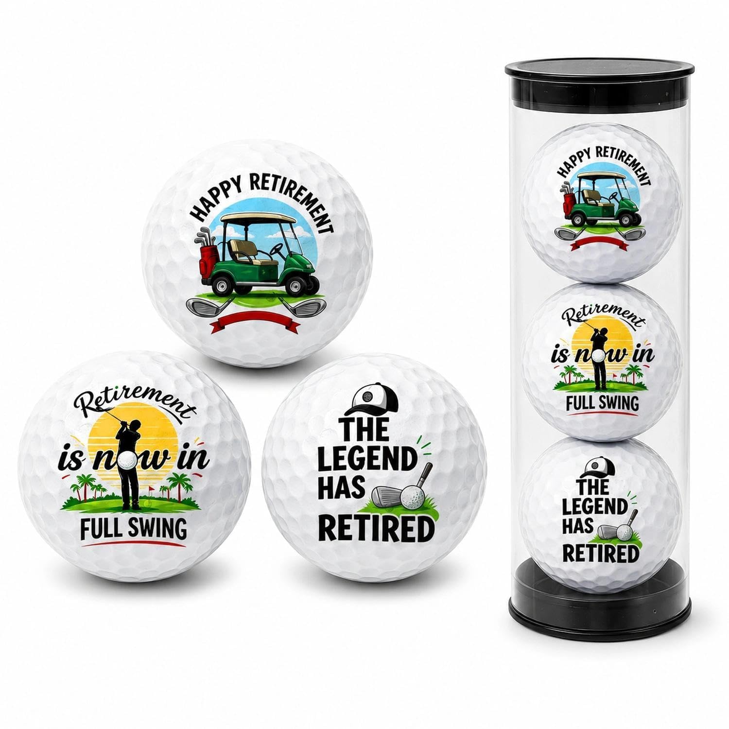 3Pcs Funny Golf Balls, White Personalised Golf Balls Gifts for Retired Men