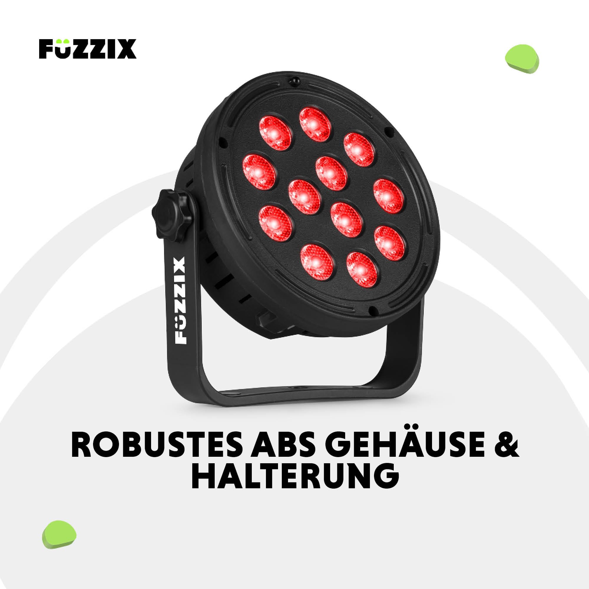 BeamZ Fuzzix Comet M12 - Bühnenlicht LED Par 4er Set - Kraftvolle PAR Strahler - 12x RGB LEDs - Discolicht Partylicht - Fernbedienung - für DJ Bühnenbeleuchtung, Partys, Halloween