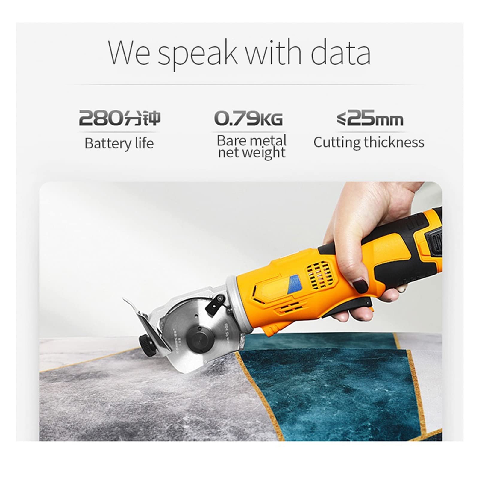 Tijeras eléctricas de 16,8 V, máquina de corte de tela manual for alfombras, tijeras redondas eléctricas for costura de tela de cuero