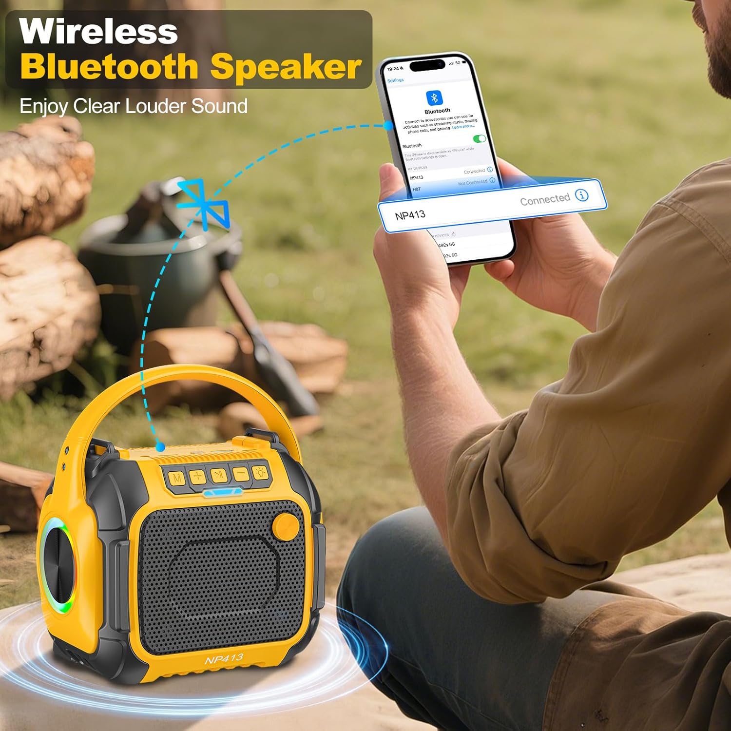 Portable Bluetooth Speaker Compatible for Dewalt 20V Battery(NO Battery), Wireless Speaker with FM Radio, 3.5mm AUX Audio Port, USB/Type C Charging & TF-Card Input, for Outdoor Jobsites Camping - Image 3