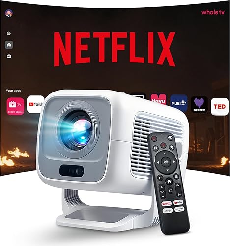 Compatible con Netflix Google CTS aprobado Proyector inteligente nativo 1080P FHD 4K compatible con 12000 lúmenes, aplicaciones de transmisión con