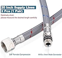 Vista 3 de ARCORA Manguera de grifo de baño de 20 pulgadas, líneas de suministro de nailon trenzado cUPC de compresión hembra de 3/8 pulgadas × conector macho