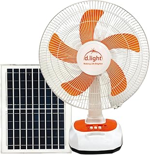 D.LIGHT dlight 17 Inch 10000 mAh Battery Portable 12 Watt Solar Powered Fan With Brushless DC Motor Technology, Rechargeab...