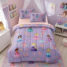 Twin Size Comforter Set for Girls Princess Bedroom Decor 5 Pieces Soft Breathable Bedding Sheets Kids Bed in a Bag Sets All Season Use