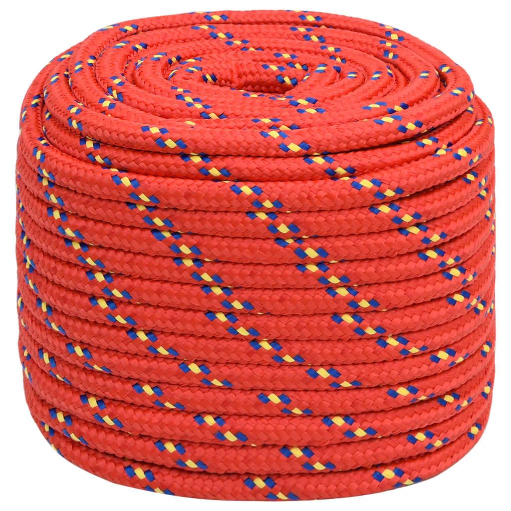 vidaXL Boat Rope Anchor Line Braided Cord UV Resistant Ship Marine Yacht Coil Rope Abrasion Resistant for Sailing Red 18 mm 100 m Polypropylene
