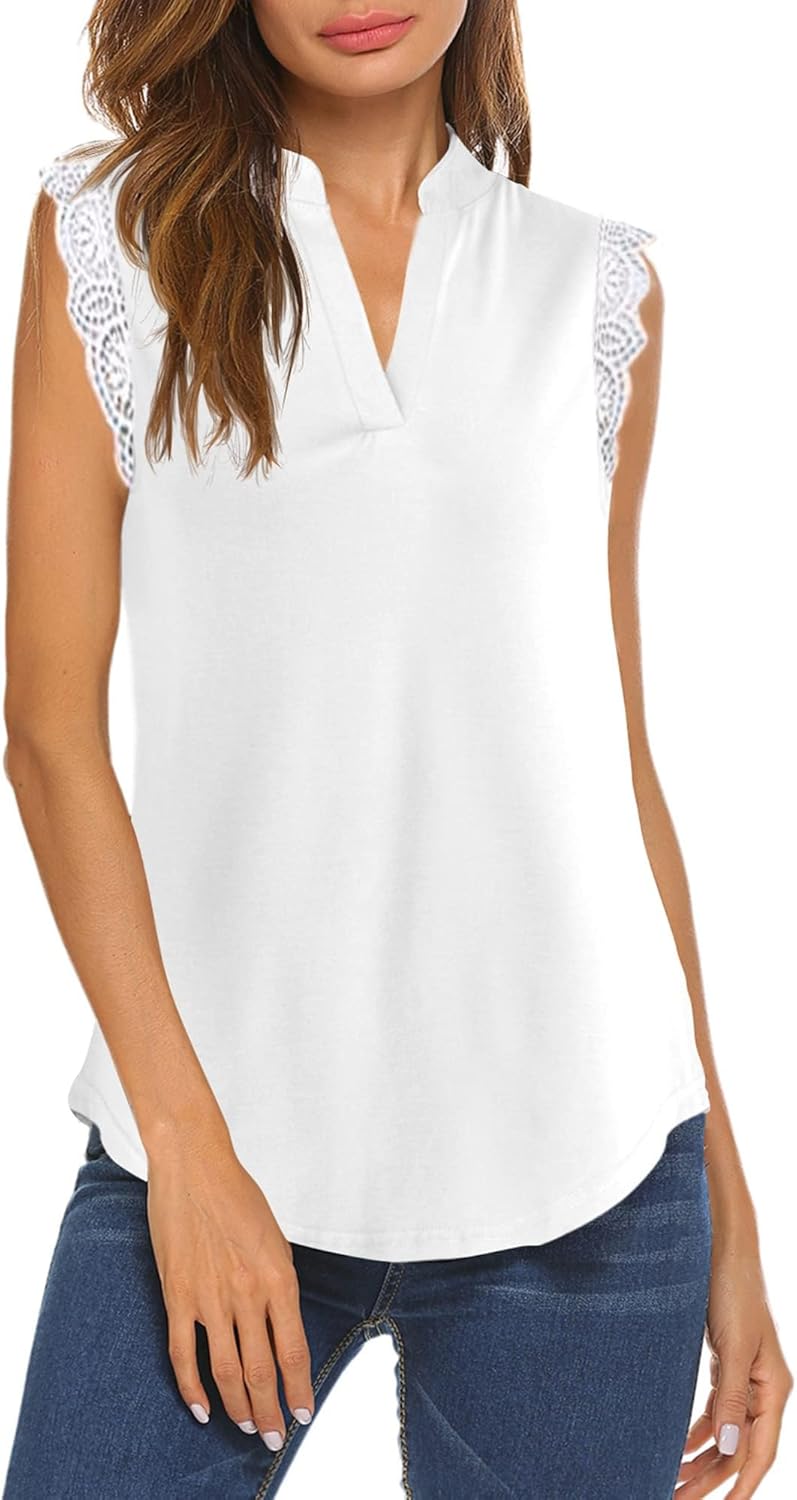 Halife Women's Sleeveless Floral Print V Neck Tunic Tank Tops Blouse Shirts - Image 4