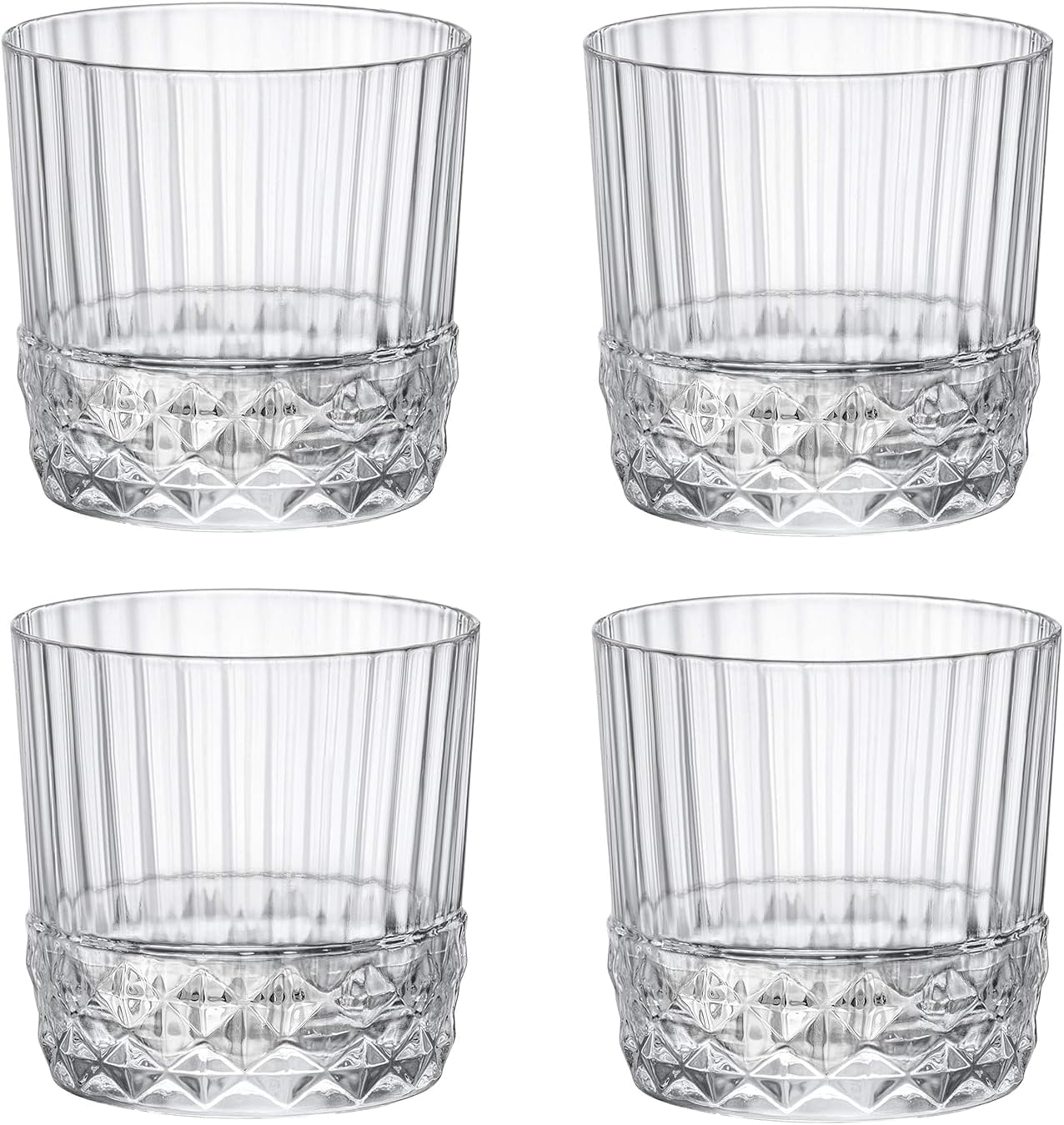 Bormioli Rocco America '20s 10.125 oz. Rocks Drink Drinking Glasses, Clear, Set of 4