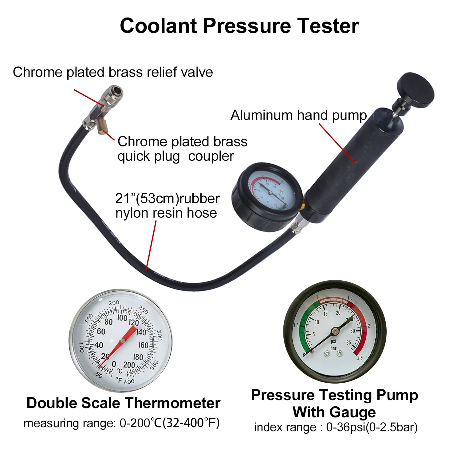 Tester Pressione Radiatore Universale 32 Pezzi con 23 Adattatori Kit Prova Sistema Raffreddamento