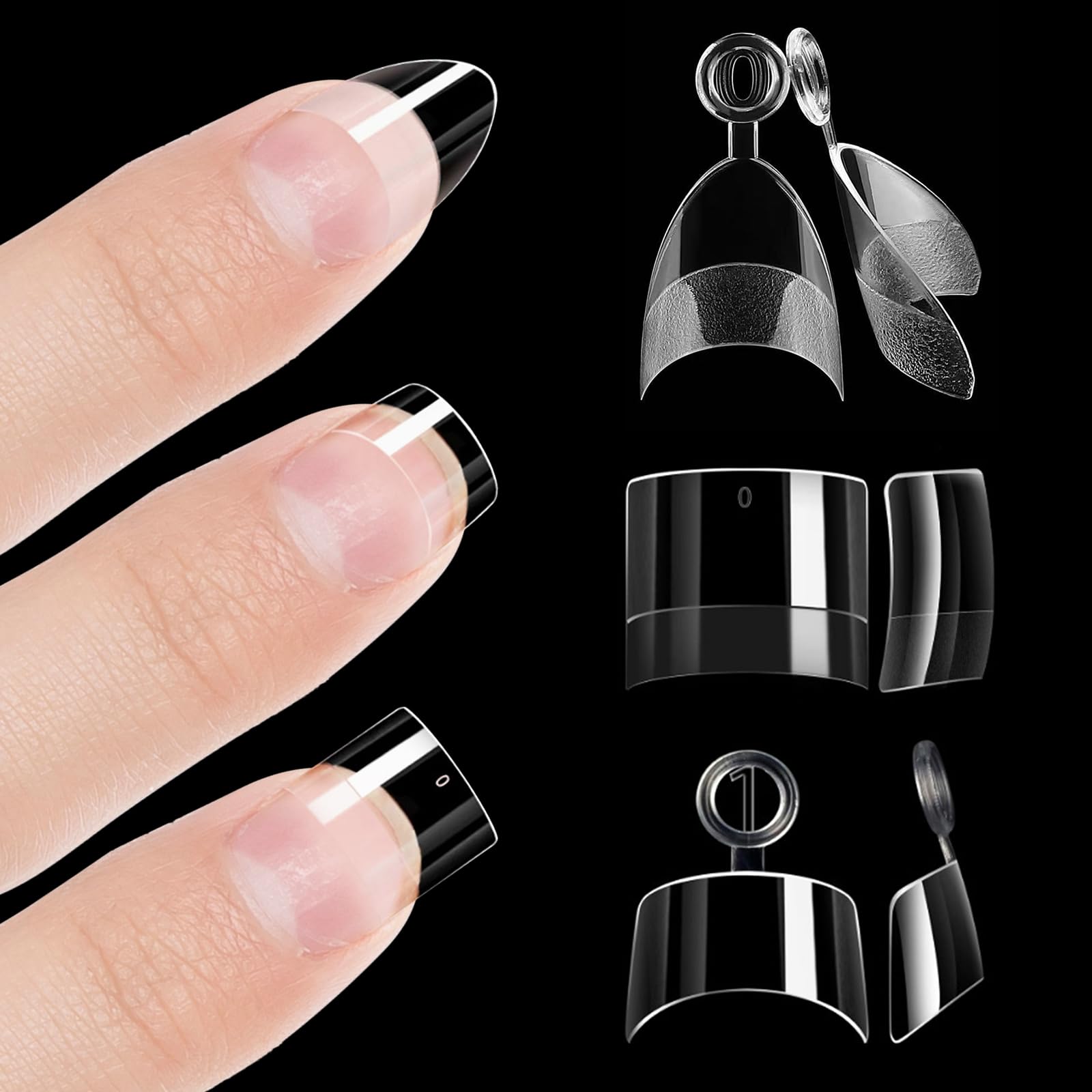 360Pcs Short Almond Gel x Nail Tips Half Cover, 12 Sizes French False Nails Tip Extensions