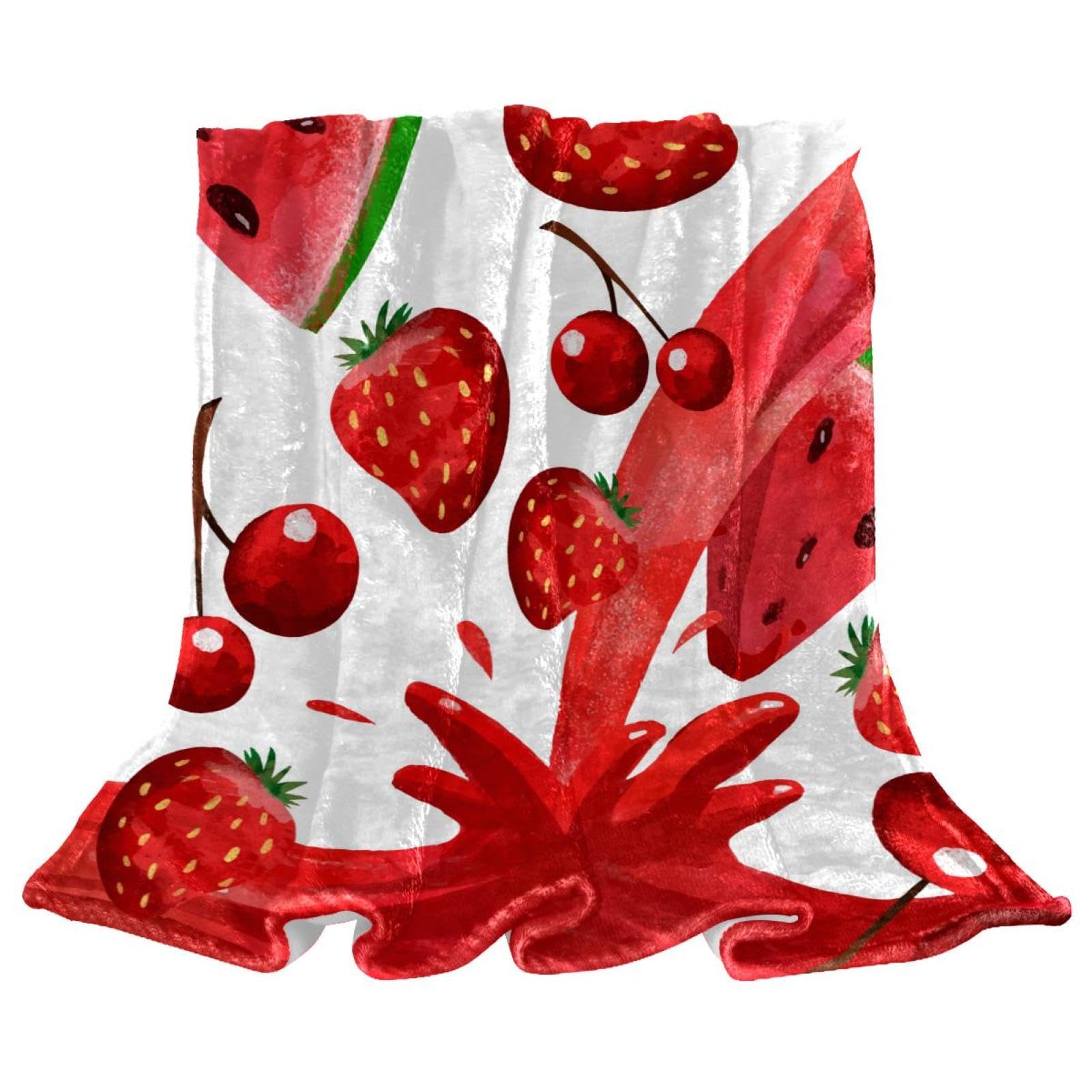 Couverture polaire fraise plaid chaud microfibre 150x130cm