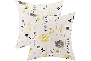 Grey and Yellow Throw Pillows: Floral Ensemble for Home Decor