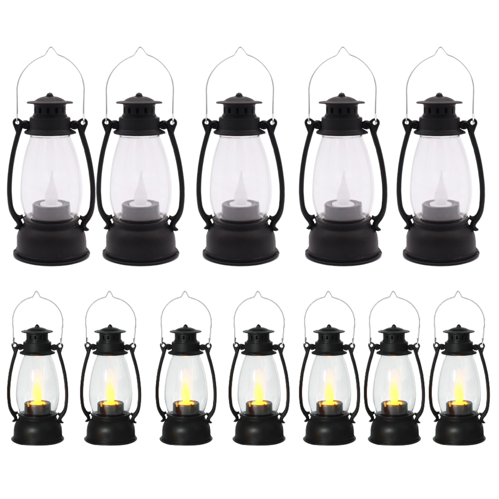 Lanternes noires décoratives haut de gamme avec bougie LED effet vacillant - 8