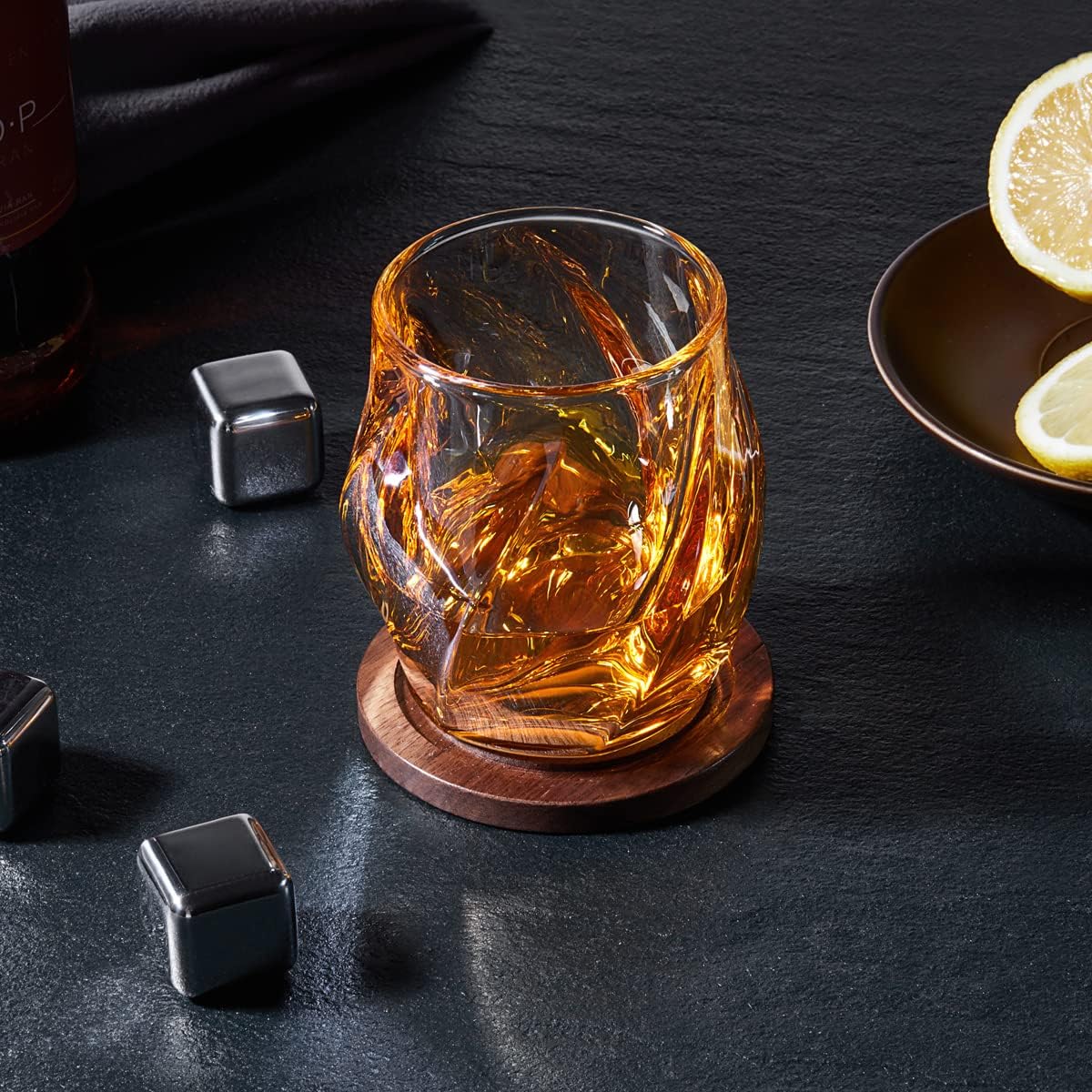 Whiskey Glasses Set of 2, Rocks Glass, 8.5 OZ Drinking Glasses, Creative Twisted Crystal Old Fashioned Cocktail Glass Tumbler for Bourbon, Scotch, Tequila, Cognac, Rum - Image 2