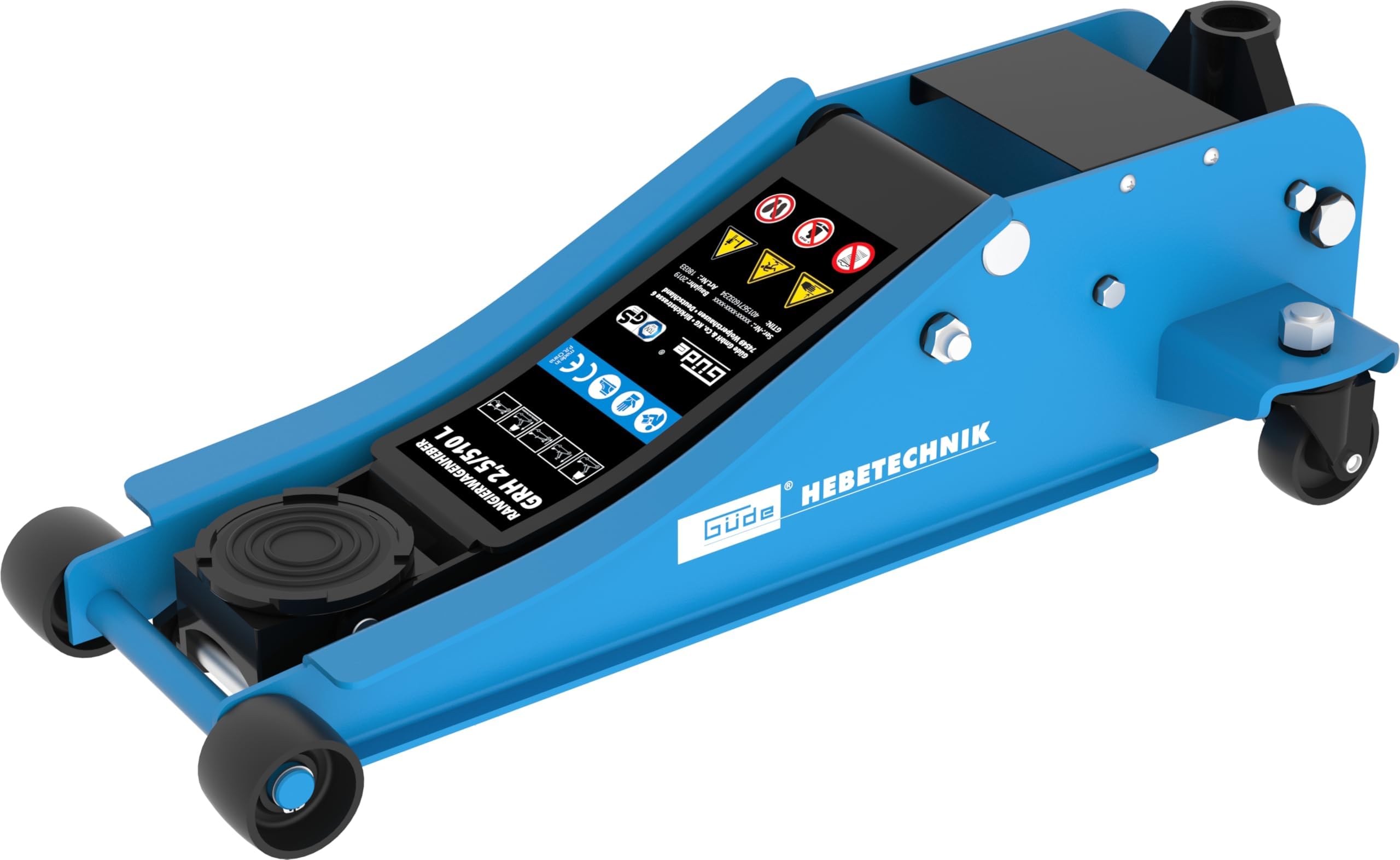 Güde GRH 2,5/510L Rangierwagenheber - 2,5 Tonnen Hubkraft, 10 Zentimeter Lastteller-Durchmesser, min. 8 bis max. 50,8 Zentimeter Hubhöhe, Doppelzylinder System, besonders niedrige Unterfahrhöhe