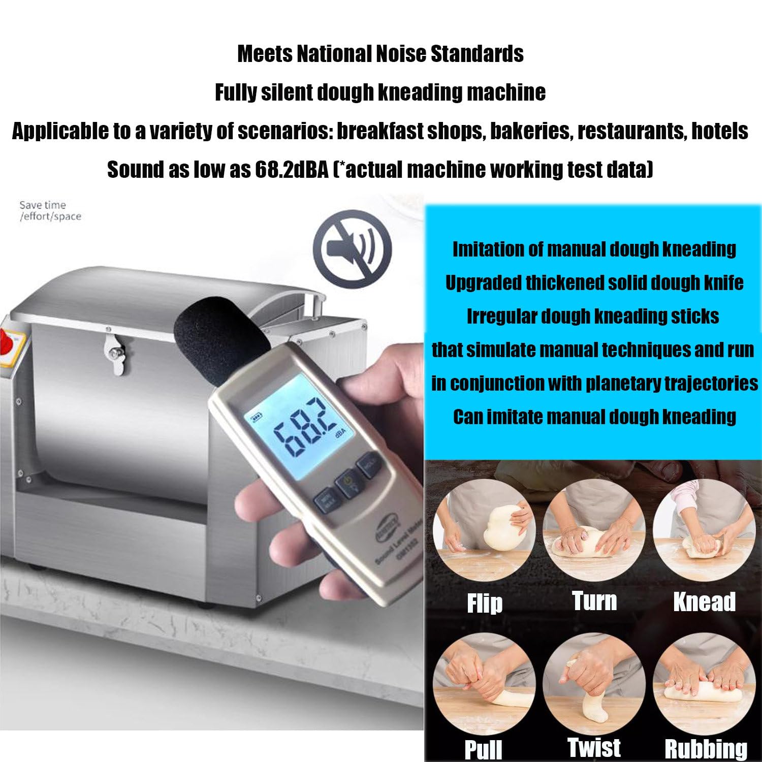 3KGCommercial Dough Mixer,W pełni automatyczna maszyna do wyrabiania ciasta,Duży elektryczny automatyczny mikser 15-minutowe szybkie ugniatanie dla domów/komercyjnych (10KG)