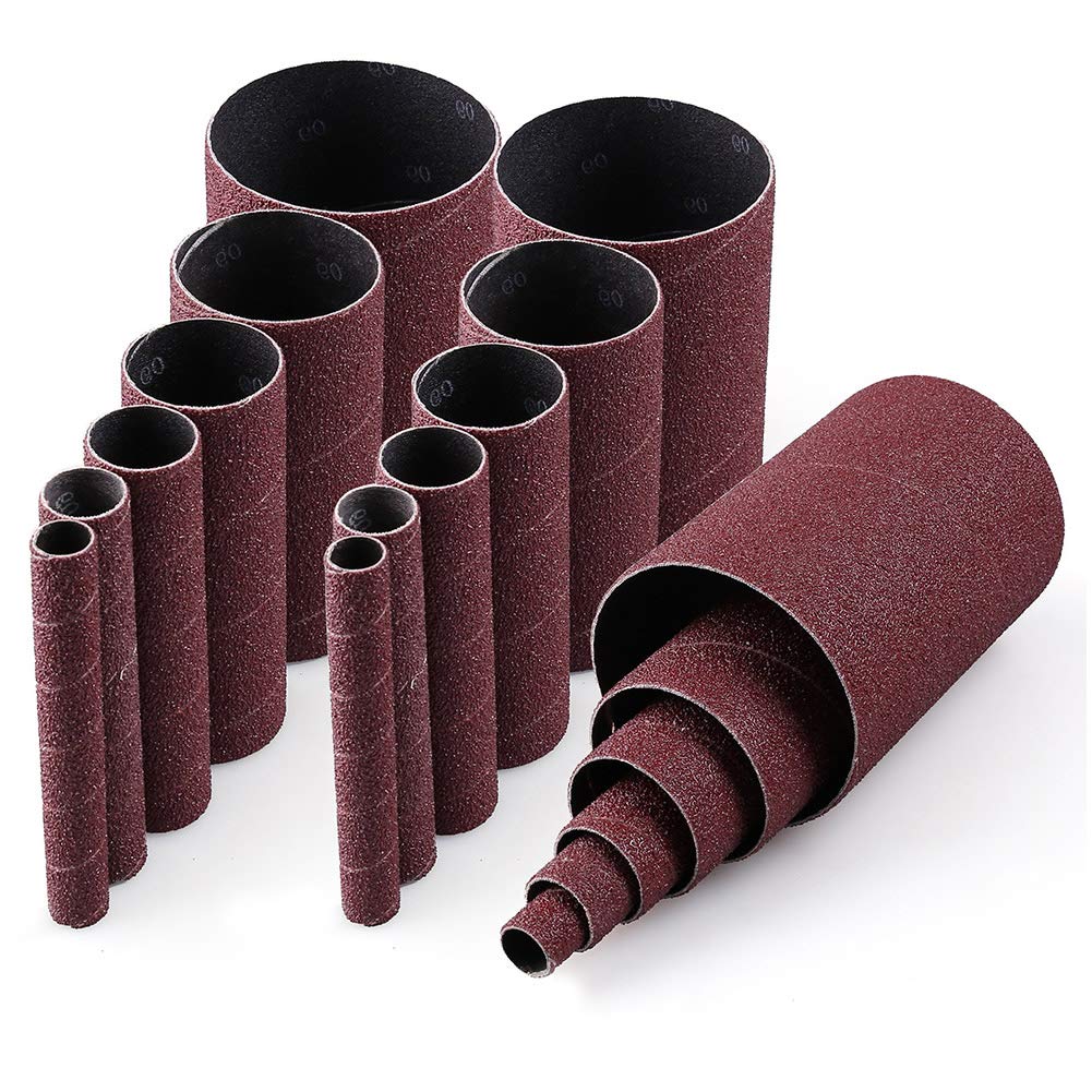 Spindle Sander Sleeves, 18PCS 60 Grit Sanding Sleeves by LotFancy, Aluminum Oxide Abrasive, 41/