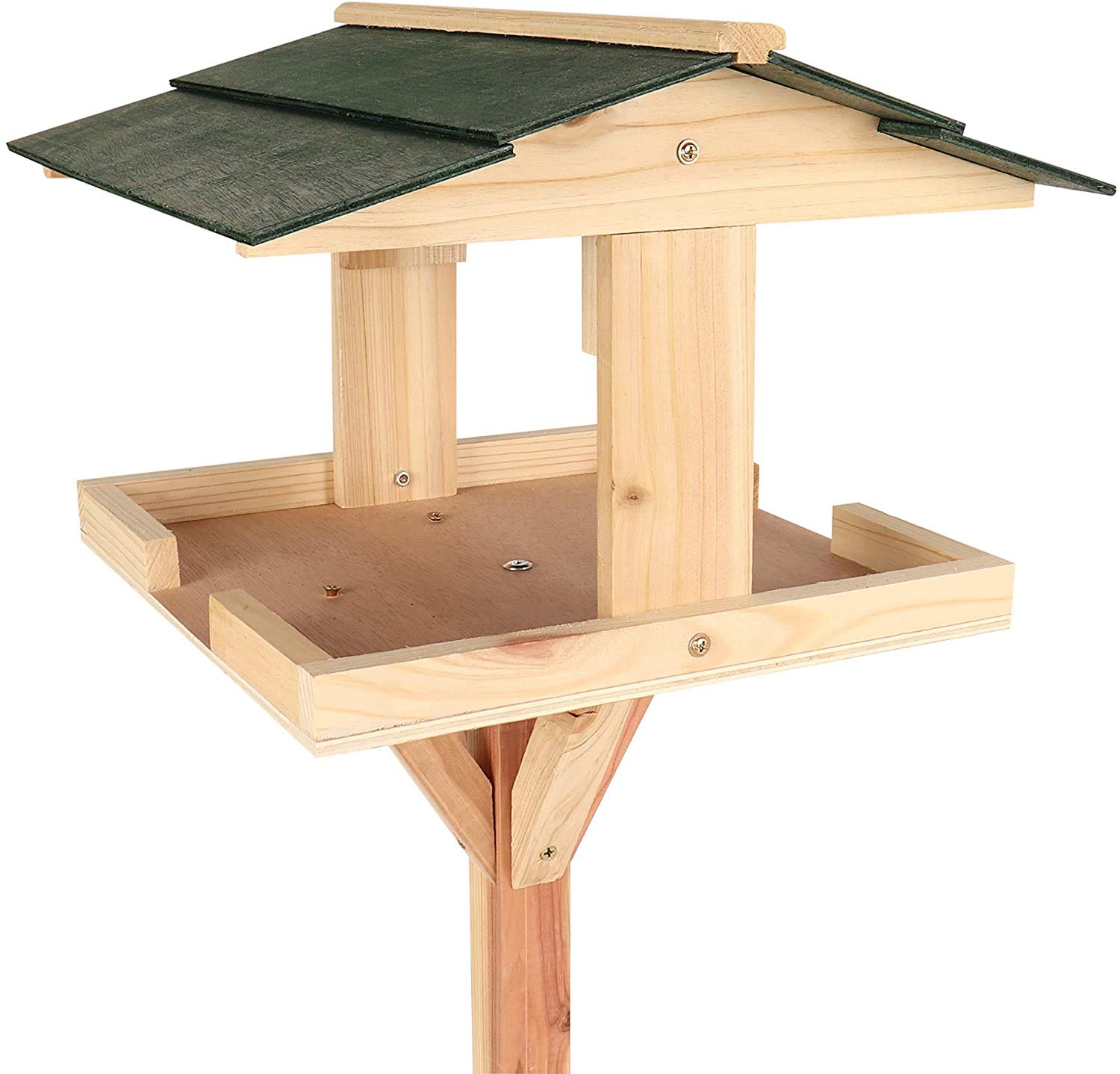 Free Standing Traditional Wooden Wild Bird Deluxe Feeding Station Table Outdoor Bird Feeder Traditional Free-Standing Premium Wooden Bird House Feeding Table