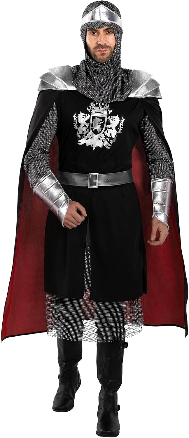 Morph Knight Costume Adults, Medieval Knight Costume Mens Halloween Crusader Outfit, Halloween Costumes For Men - Image 5