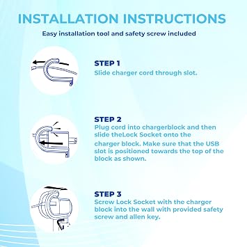 LOCK SOCKET USB Charger Lock 4/PK: Anti-Theft Child-Safe Lock System Compatible with Original iPhone Cube Chargers. Safety Device to Prevent Unplugging - Made in USA