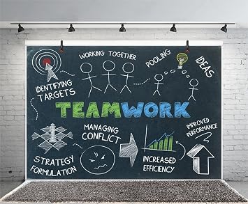 Leyiyi 7x5ft Photography Background Teamwork Sketch Notes Backdrop Study Decoration Meeting Room Grunge Graffiti Chalkboard Work Together Invatition Birthday Photo Portrait Vinyl Studio Video Prop